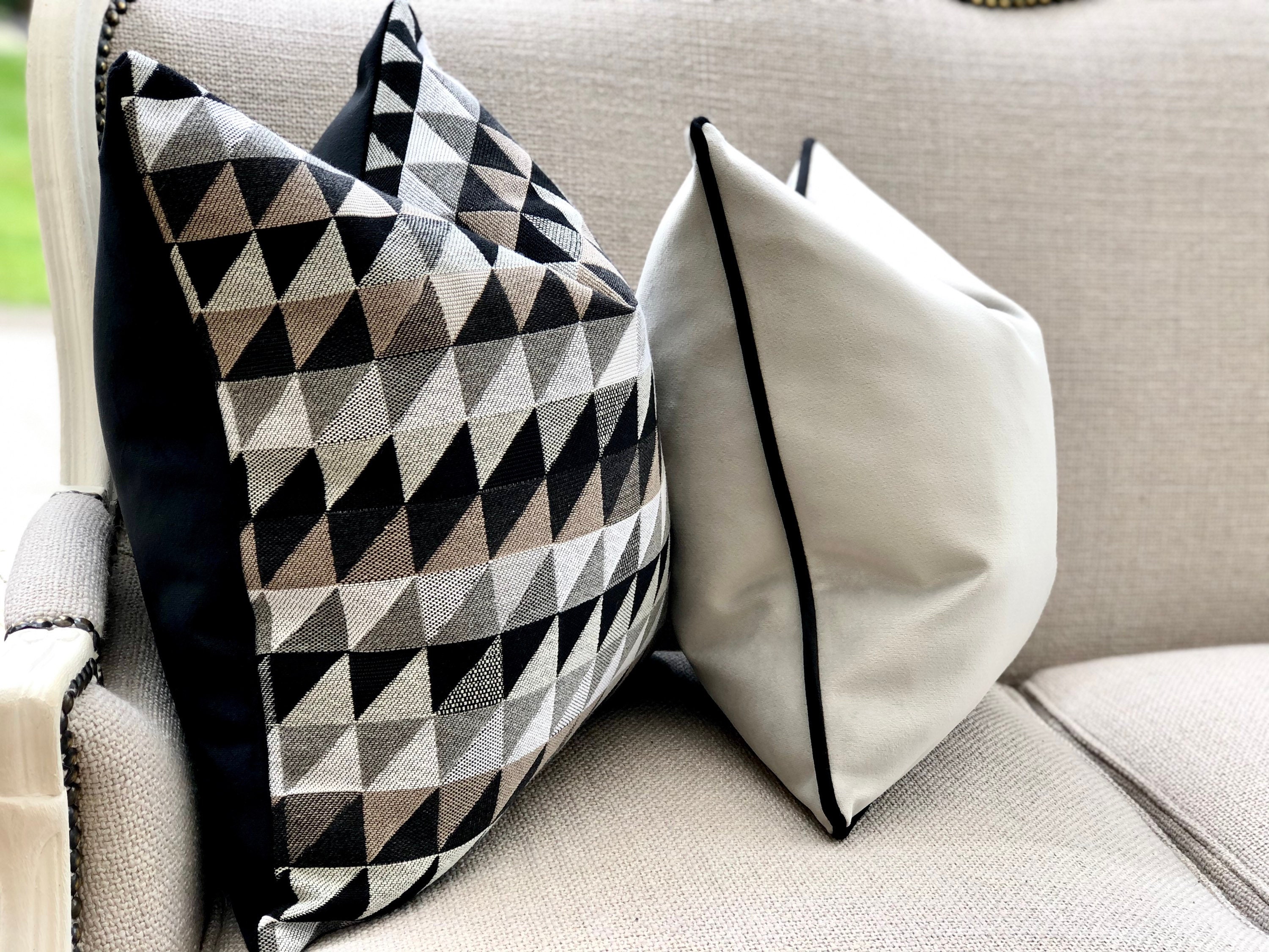 Black White and Grey Cushion Cover Pillow Cover Geometric Etsy UK