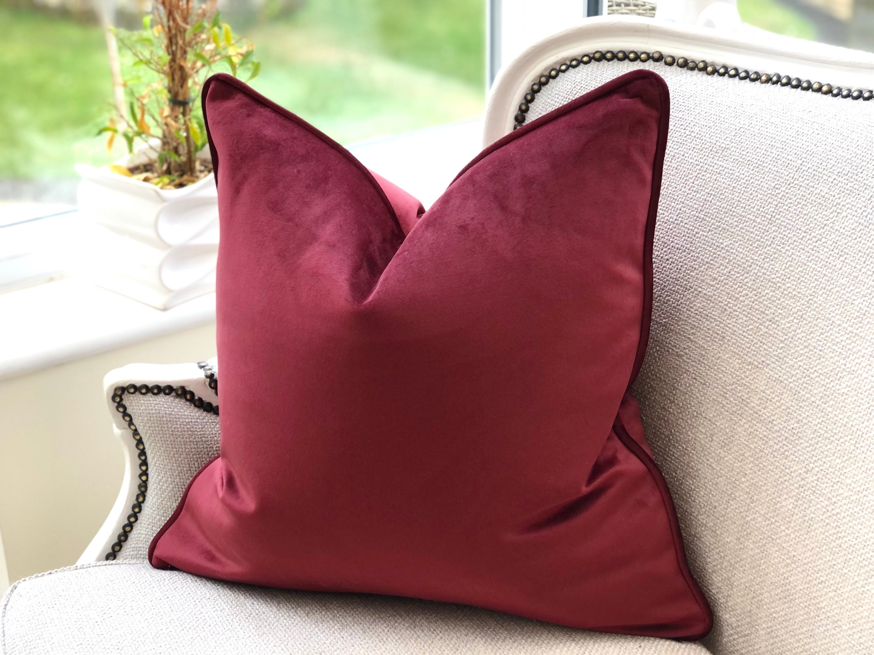 Burgundy velvet cushion cover burgundy pillow cover Etsy