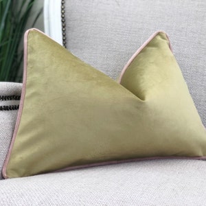 SAGE VELVET | Light Sage Green Velvet Cushion - Fringed or piped pillow - Luxury Cushions - All sizes