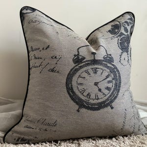 Grey Black vintage Cushion Cover - Throw Pillow for Sofa, Bed, Chair - Multiple Sizes - Optional  Fringe or Piping | Handmade