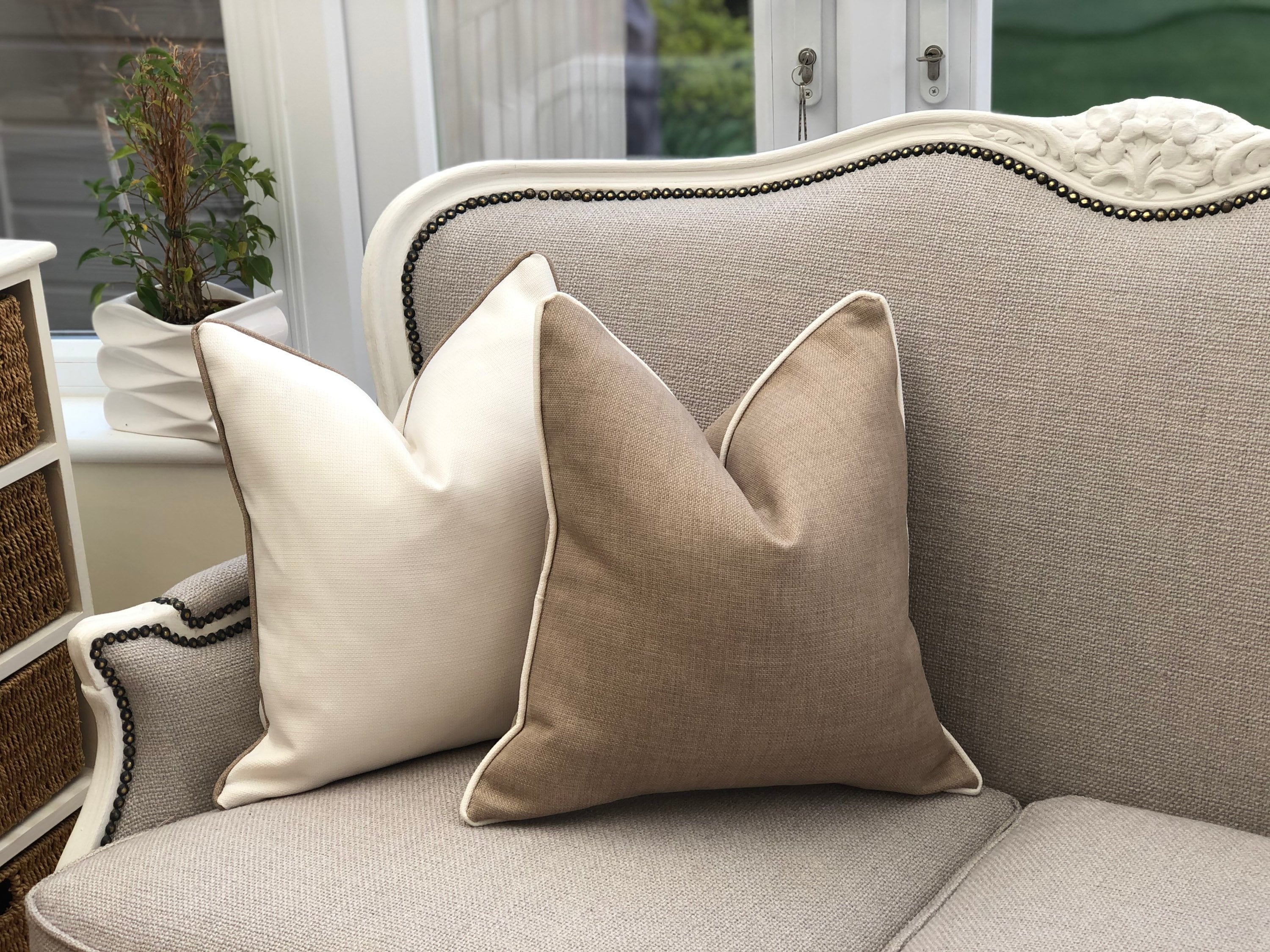 Neutral cushion cover brown/beige linen look pillow cover Etsy