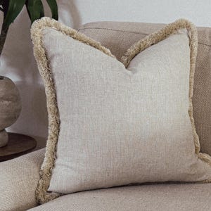Natural Fringed Cushion Cover - Farmhouse Style Throw Pillow Cover  | HADLEY