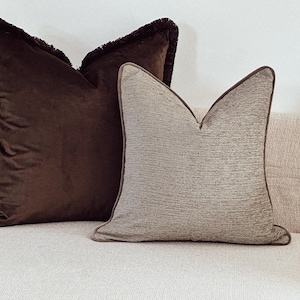 Textured Taupe Beige Cushion Cover - Custom Throw Pillow Cover | CHESTER