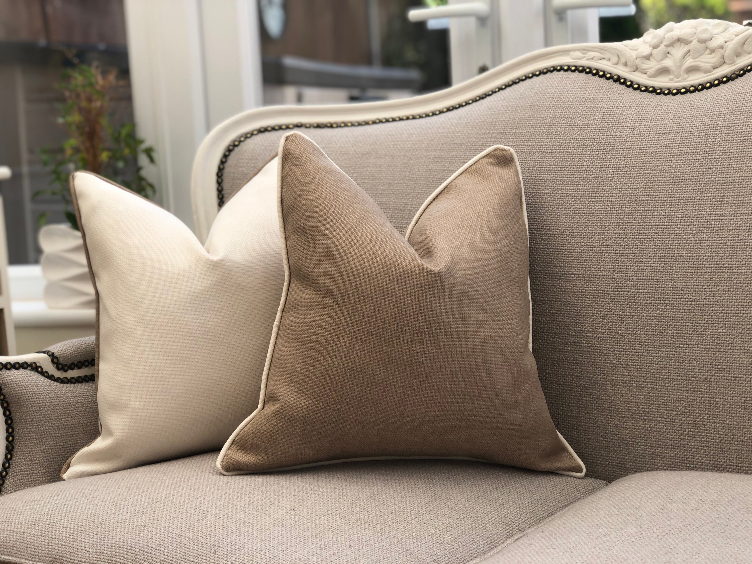 Neutral Cushion Cover Brown/beige Linen Look Pillow Cover Etsy UK