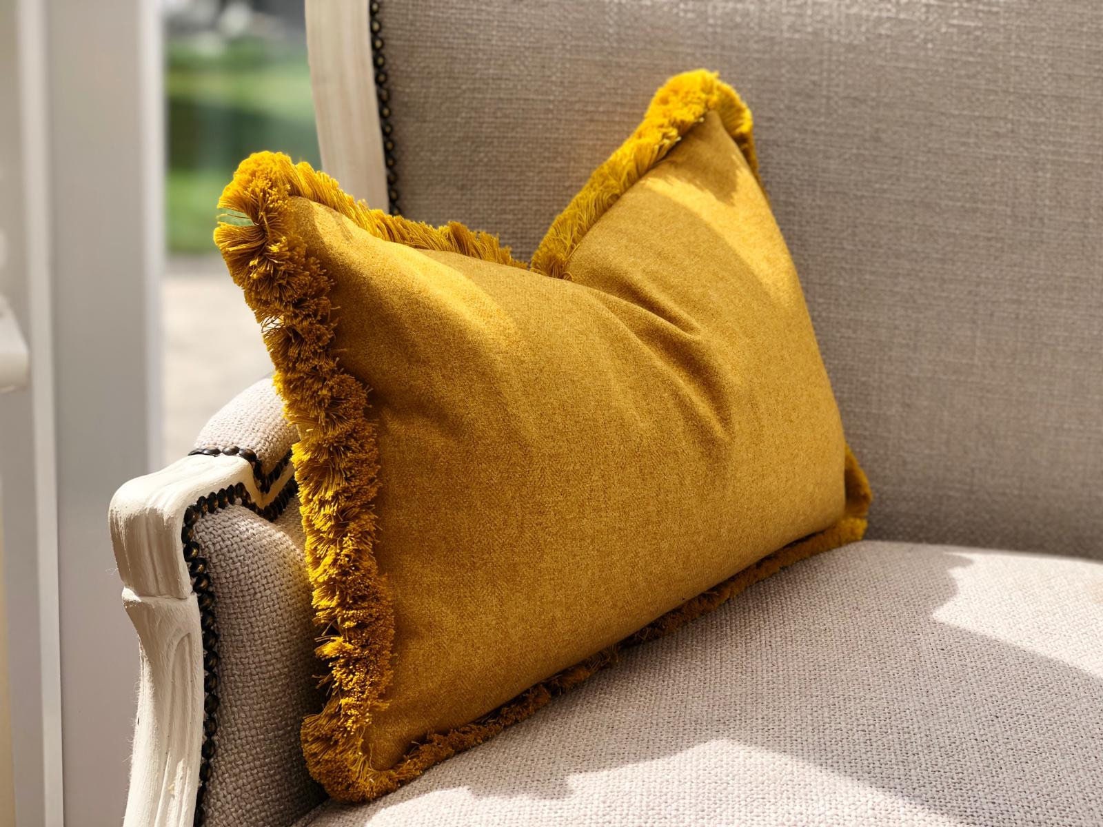 Throw Pillows Rectangle Mustard Cushion Mustard Herringbone