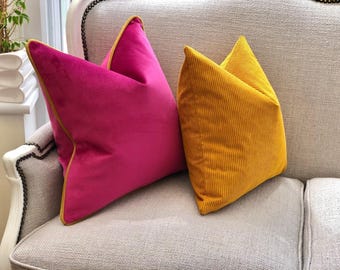 Cerise Pink Velvet Cushion Cover - Custom Throw Pillow Cover