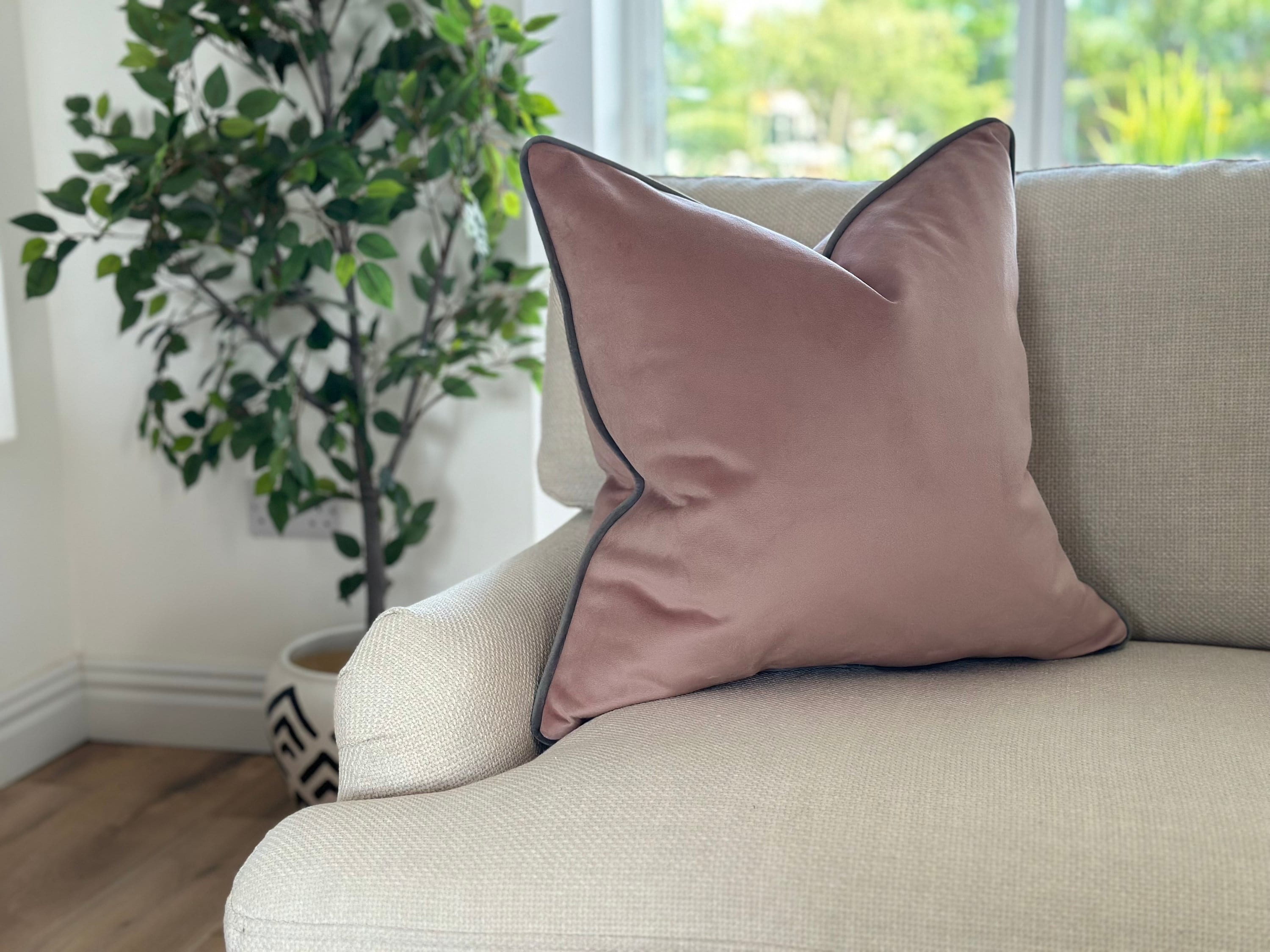 Blush Pink Luxury Velvet Cushion Cover With Cerise Pink Contrast Piping Light Pink Plush Velvet Throw Pillow Cover Etsy Canada
