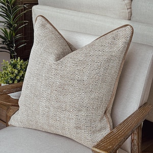 Textured Beige Cushion Cover: Bespoke, Throw Pillow Cover | OAKLY BEIGE