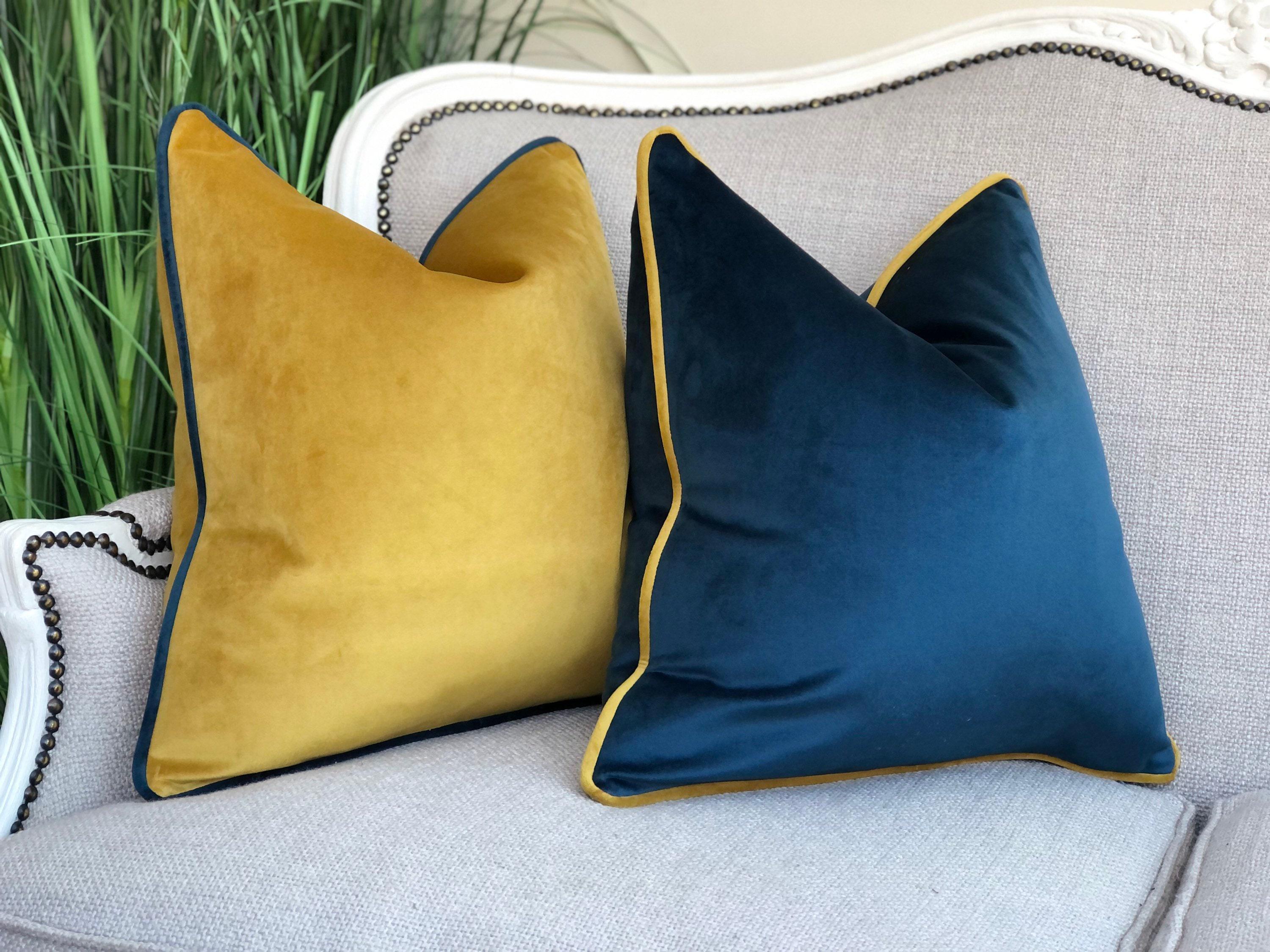 Throw Pillows Blue And Gold Cushion Pacific Blue Navy And Mustard