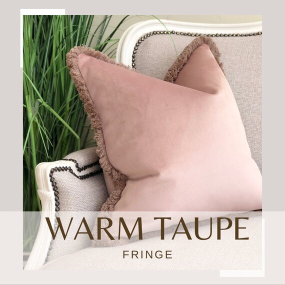 Blush Pink Velvet Cushion With Cream Fringe Trim Pink Throw Pillow Country Farmhouse Decor Custom Made Etsy