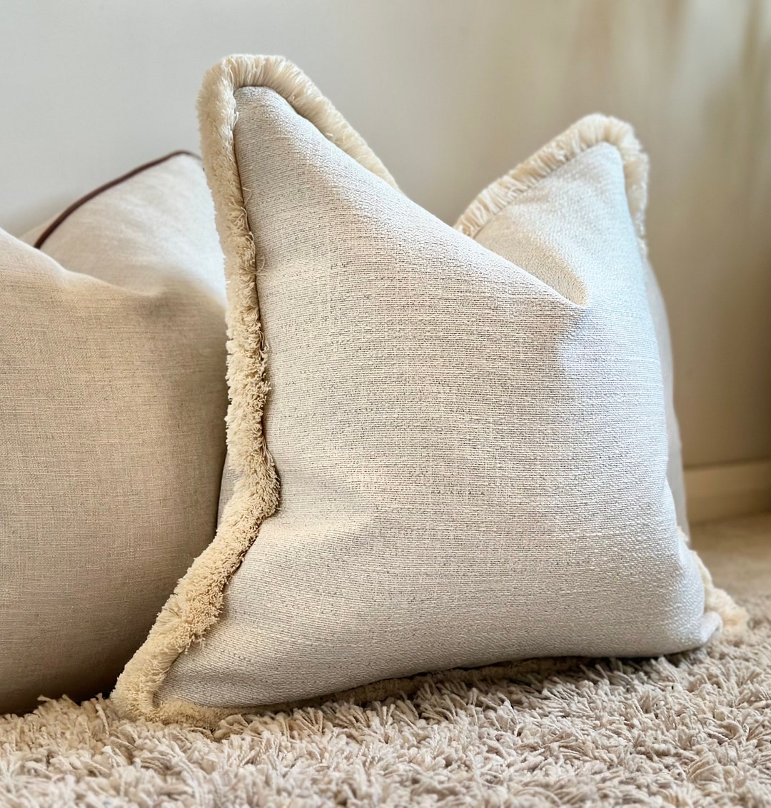CHALK Textured Ivory off White Cushion Luxury Stylish Pillow With