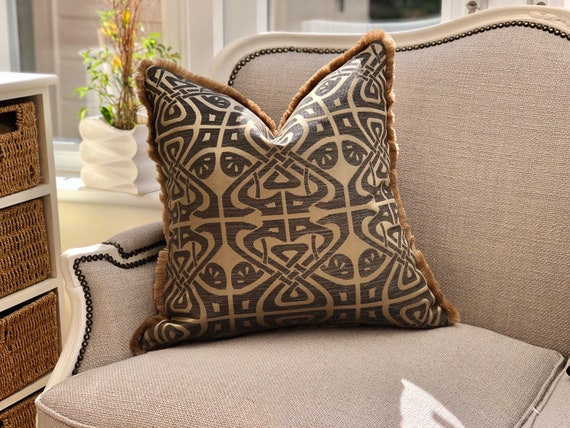 TASSLE Fringed Cushion Cover Aztec art Deco luxury geometric