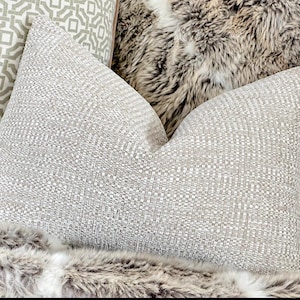 Textured Beige Rectangle Cushion Cover - Neutral Lumbar  Throw Pilllw Cover. ZERO WASTE SALE