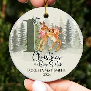 Big Sis Ornament Big Sister Ornament New Big Sister Gift Big Sister Gift My First Christmas Pregnancy Reveal to Sister Announcement Reindeer