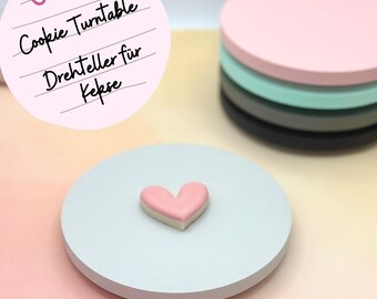 Mini Round Cookie Turntable - Rotating plate for royal icing cookies, cutout cookies, baking accessories & gift ideas for mom and wife