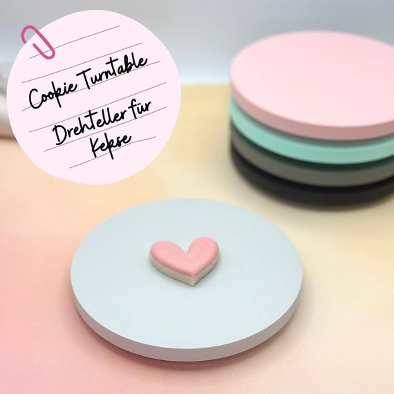 Mini Cookie Turntable rund - Drehteller für Royal Icing Kekse, Ausstechplätzchen, Backzubehör & Geschenkideen für Mama und Ehefrau