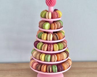 Stojak na słodycze w kształcie makaroników, 6 poziomów - wyróżnij się na swoim słodkim stole, na przyjęciach, weselach, urodzinach, bufetach z ciastami, wieży makaronikowej