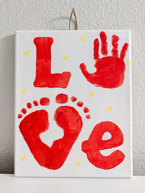 DIY Love Handprint Art Love Footprint Art Valentine's Craft Kit Complete  Craft Kit DIY Valentine's Craft Toddler Craft Kids Craft Kit 