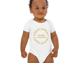 Un bébé pour les gouverner tous - Combinaison™ | Body en coton bio LOTR | Cadeau de baby shower ringard drôle | Ensemble fan de hobbit pour bébé