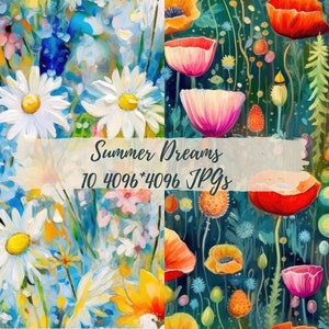 Summer Dreams - 10 aquarel Cottagecore naadloze patronen