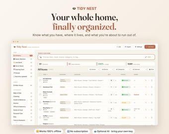 Home Inventory Toolkit | Digital Organizer App, Google Sheets Template, Printable Logs