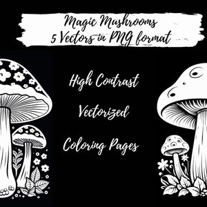 5 Pilz Malvorlagen - Vektorisierte PNG