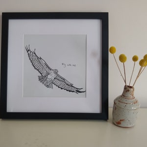 Red Tailed Hawk Archival Print, Frame is not included
