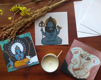 Deity card set, set of 3 or 6 Card Pack