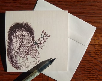 Squirrel Note Card - Etsy