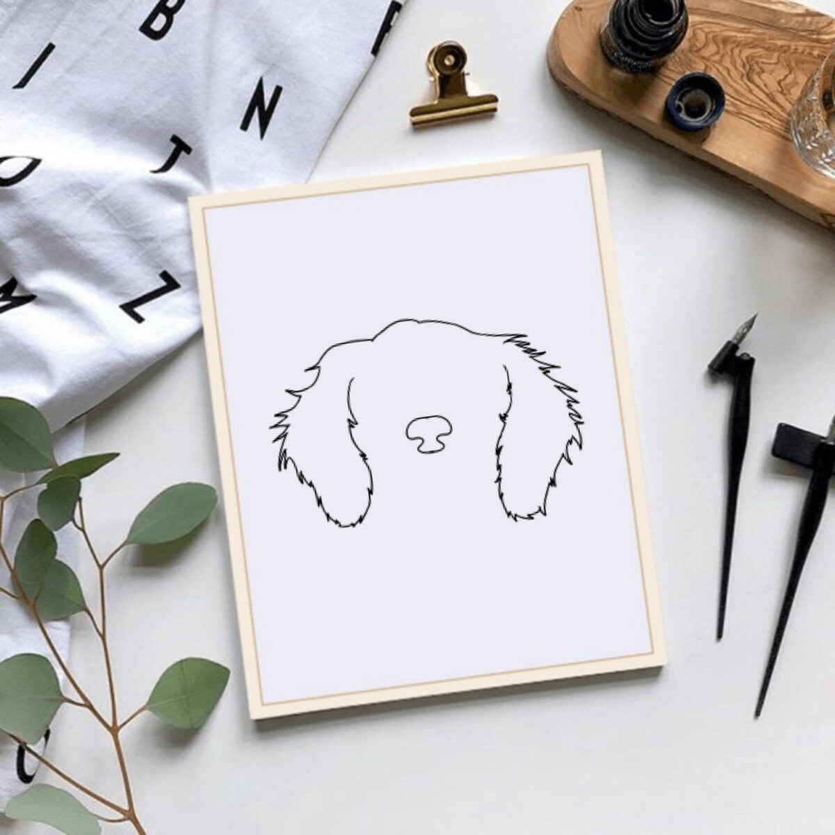 SALE Pet ear outline portrait minimalistic