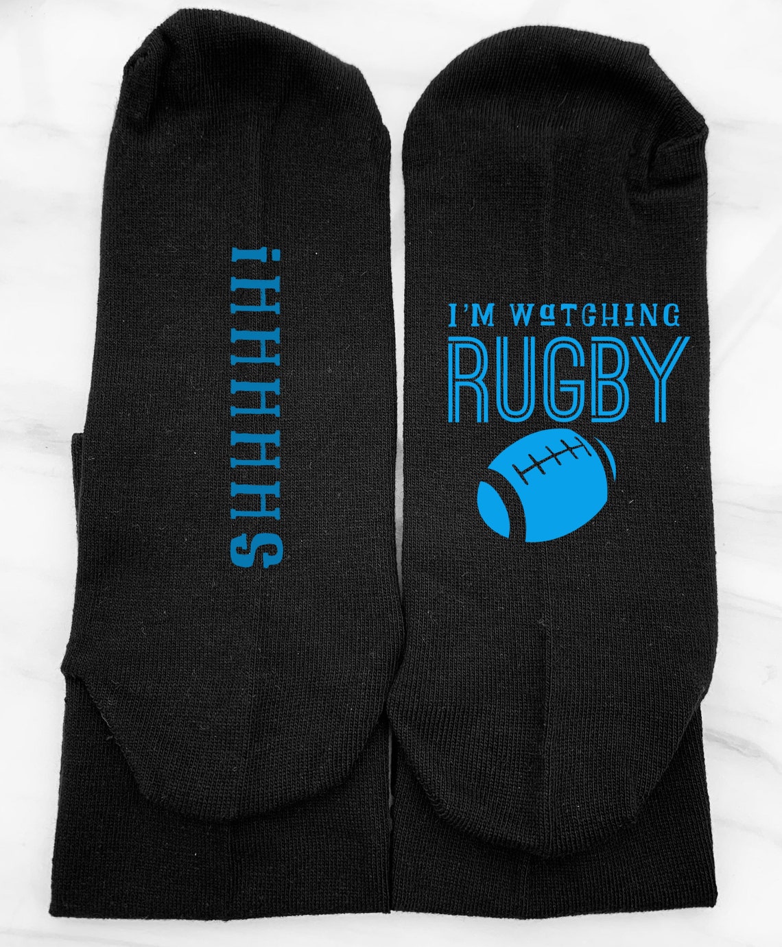 Mens/womens novelty rugby socks. Txt reads Shhhhh Im Etsy