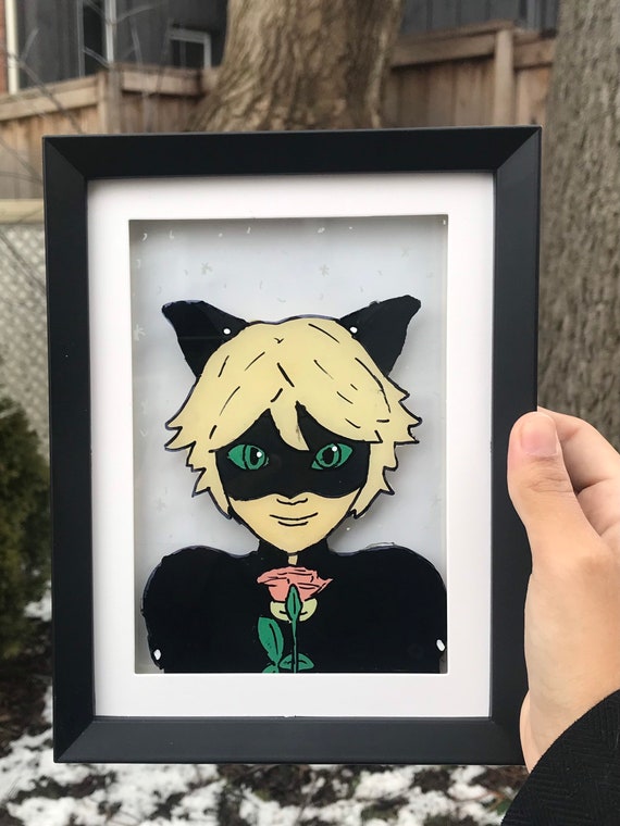 Chat Noir Glass Painting Miraculous Ladybug Tales Of Etsy