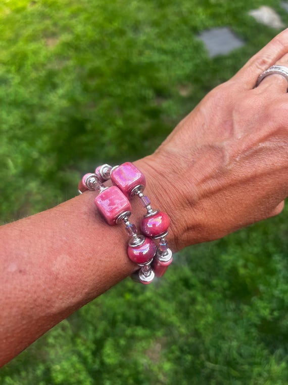 Handmade Ceramic Iridescent Bracelet