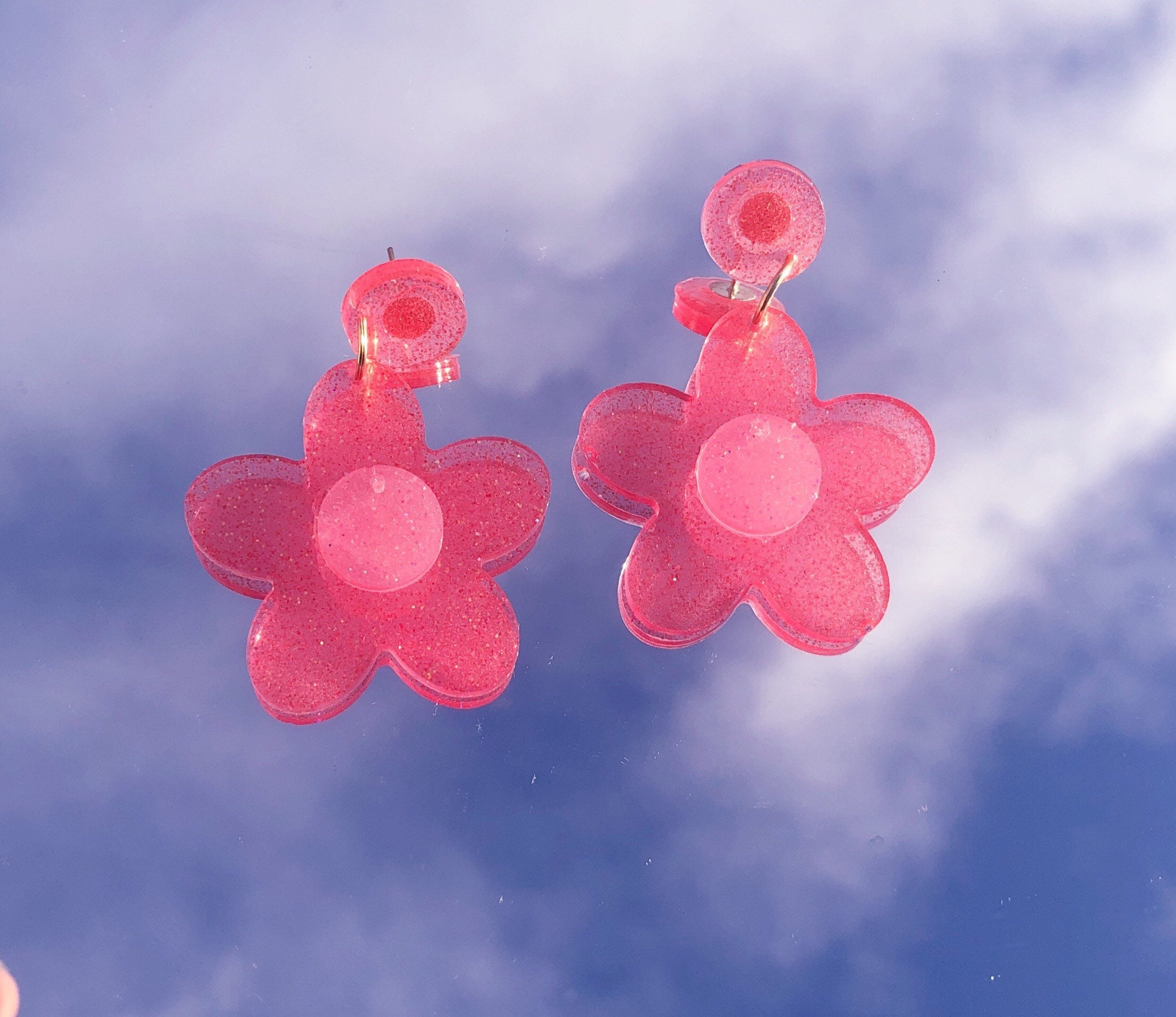 Little red flower earrings – Aegis Jewelry