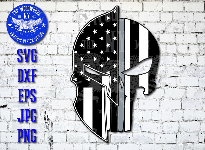 Spartan Punisher Skull Thin Silver Gray Line Corrections US | Etsy