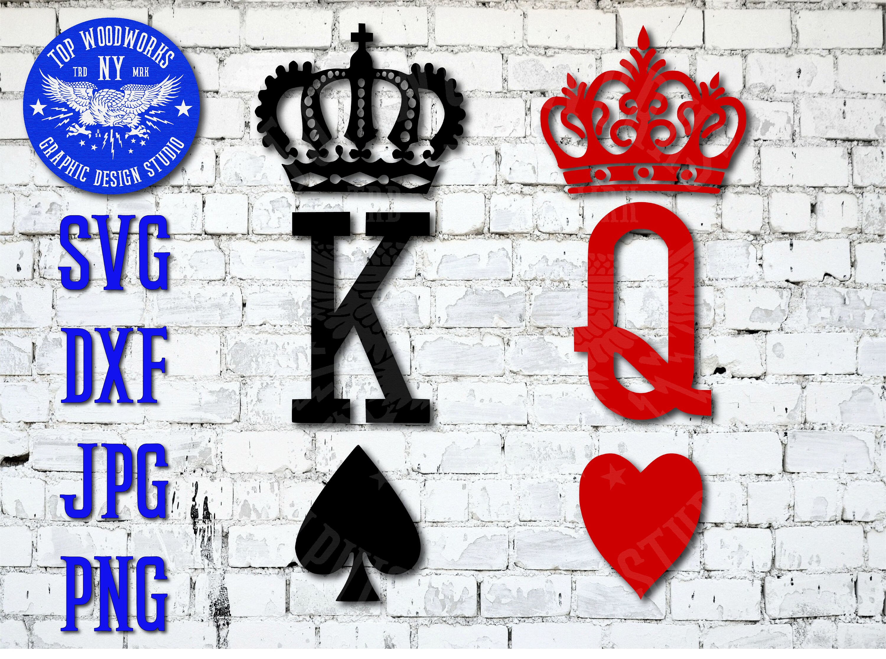 King of Spades Queen of Hearts Playing Cards Suits Casino Etsy