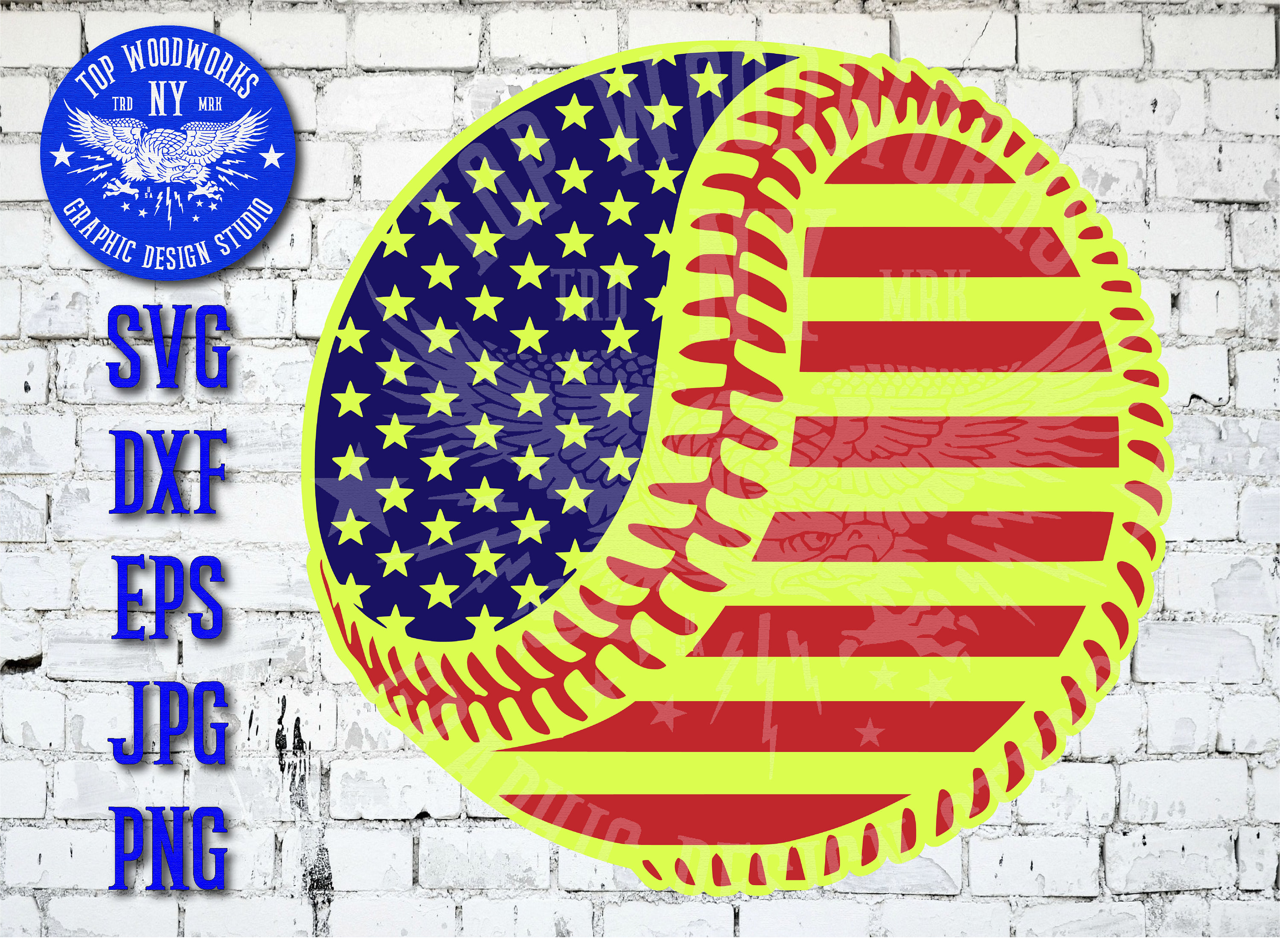 Softball Yellow Pitch US USA Flag Sport Stars Stripes Team Etsy