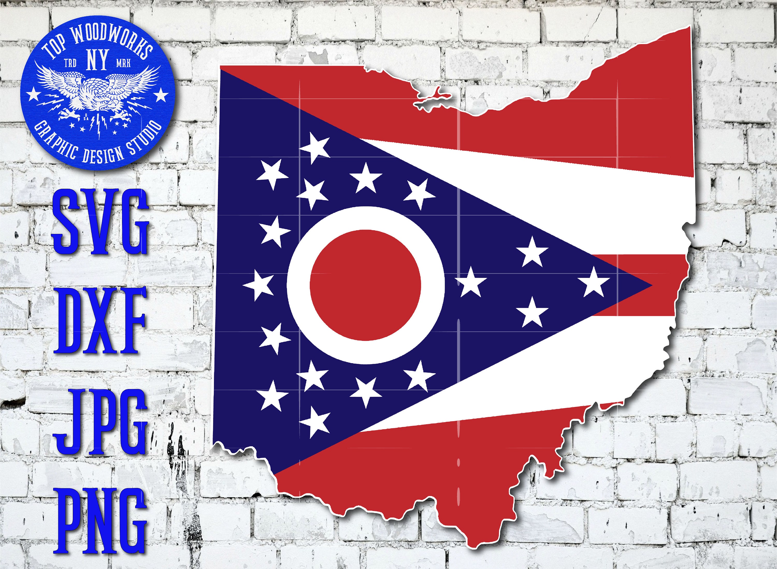 Ohio OH State Flag Map Outline Border Boundary United States | Etsy