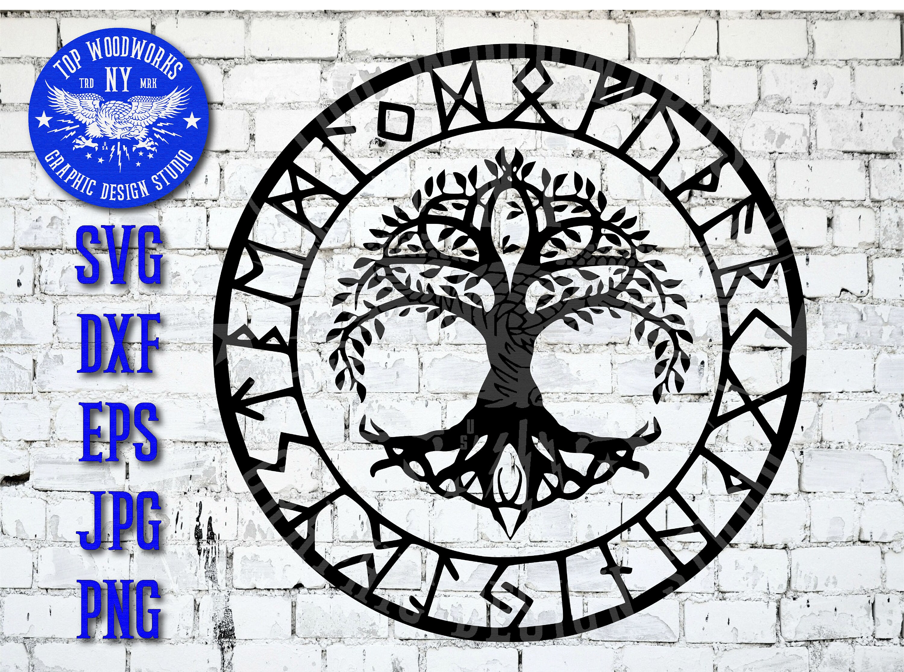 Tree of Life Yggdrasil Rune Circle Runes Norse Nordic Viking Etsy