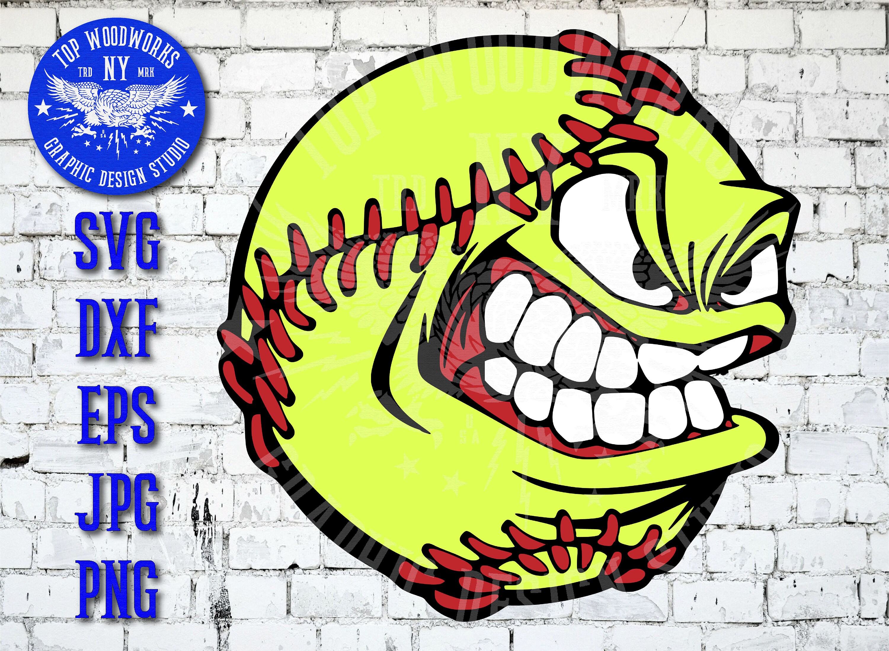 Softball Yellow Cartoon Mean Face Fastball Sport Pitcher Team Etsy