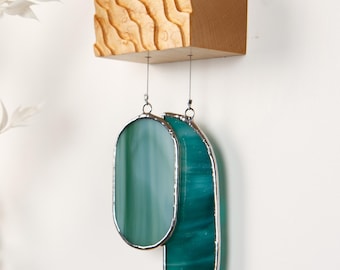 Stained Glass Art | Hand-Carved Wood | Contemporary Art | The Shallows Mini- #1