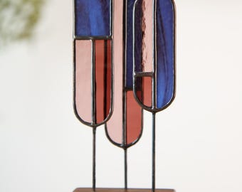Stained Glass Art | Hand-Carved Wood | Home Decor | Contemporary Art | Mini Galaxy