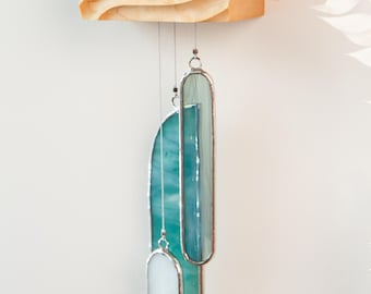 Stained Glass Art | Hand-Carved Wood | Contemporary Art | The Shallows Mini- #2