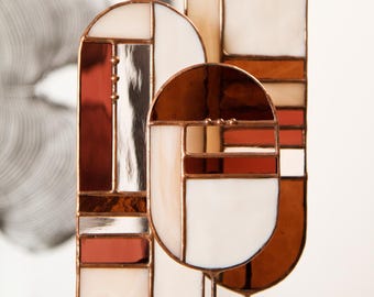 Stained Glass Art | Hand-Carved Wood | Home Decor | Contemporary Art | Blush Reverie