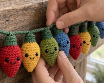 Amigurumi Christmas Lights Crochet Pattern • Kawaii Holiday Garland (PDF Pattern)