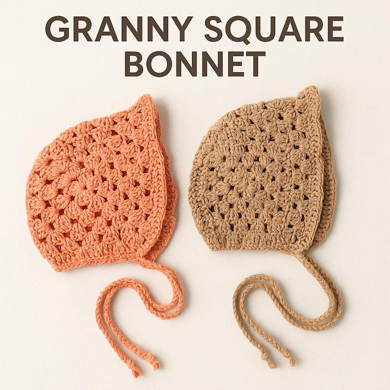 Vintage Granny Square Crochet Baby Bonnet Pattern: Newborn Photo Prop ...