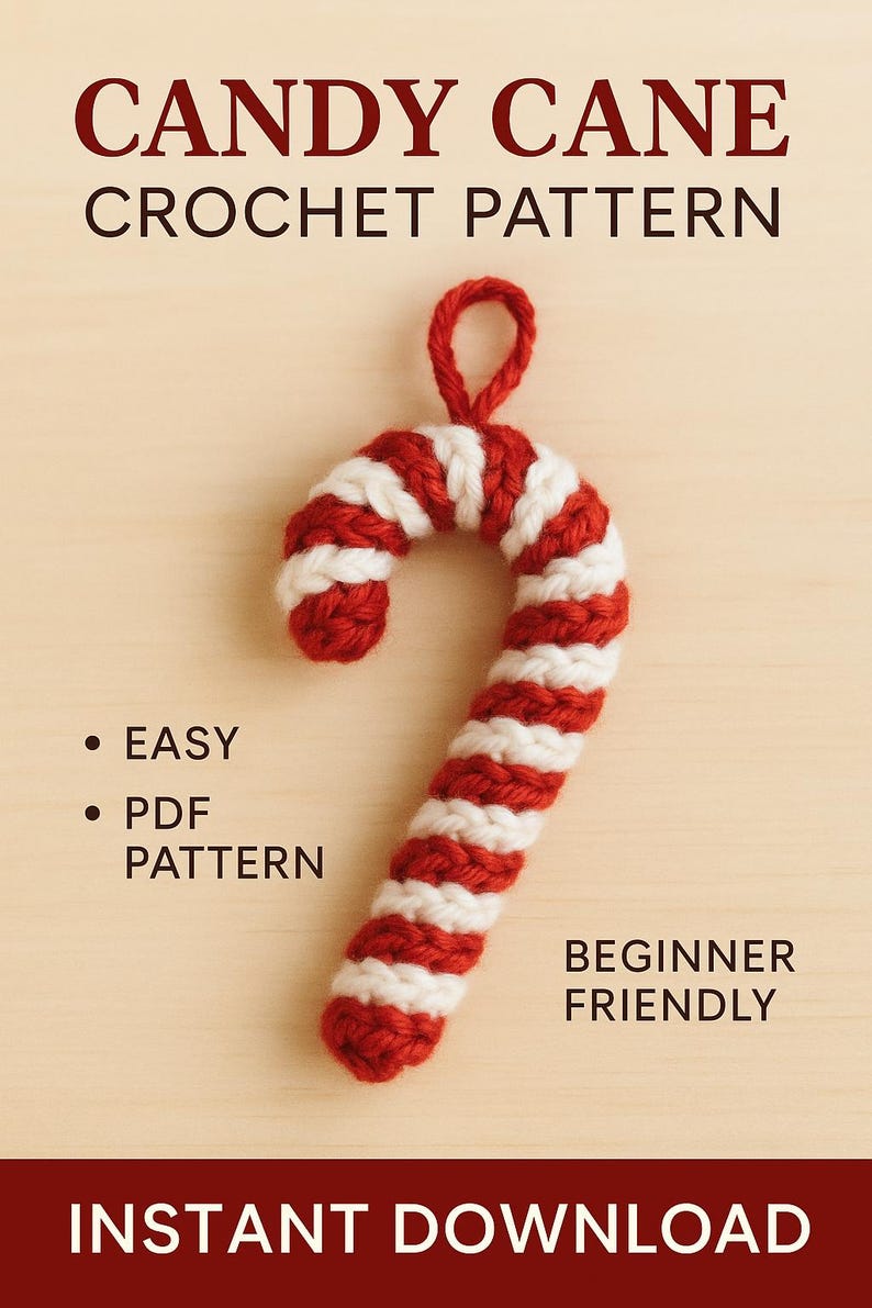 Candy Cane Crochet Pattern • Easy Christmas Ornament (PDF) - Etsy