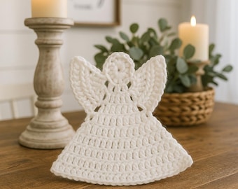 Patrón de adorno de ángel a crochet – Decoración navideña para principiantes (Patrón en PDF)