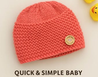 Easy Baby Beanie Knitting Pattern PDF | Newborn Hat | Quick Knit | Beginner-Friendly DIY Project | 0-3 Months Size