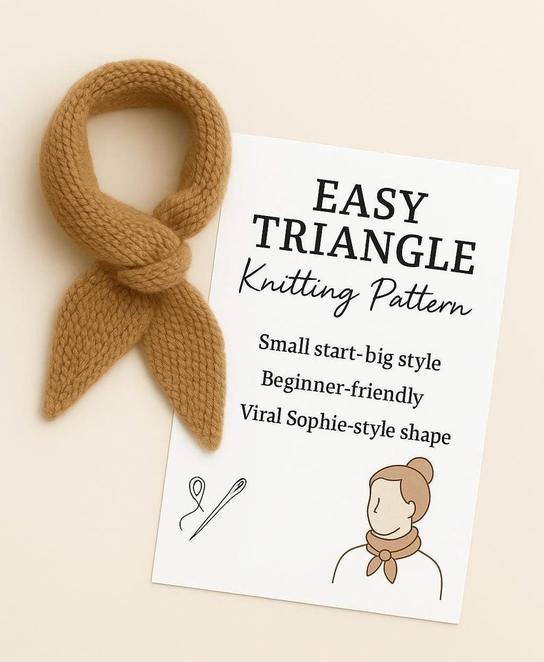 Easy Triangle Scarf Knitting Pattern: Beginner Garter Stitch (PDF ...